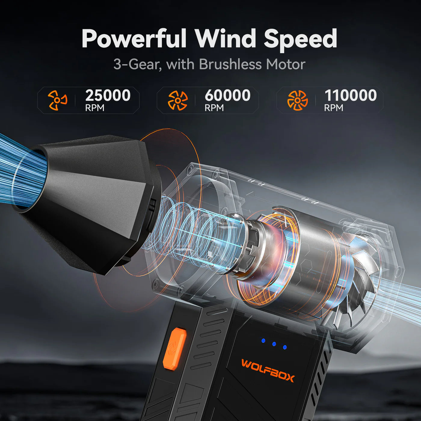 Wolfbox MF 50 - Trykkluftrenser –110000RPM Super Power