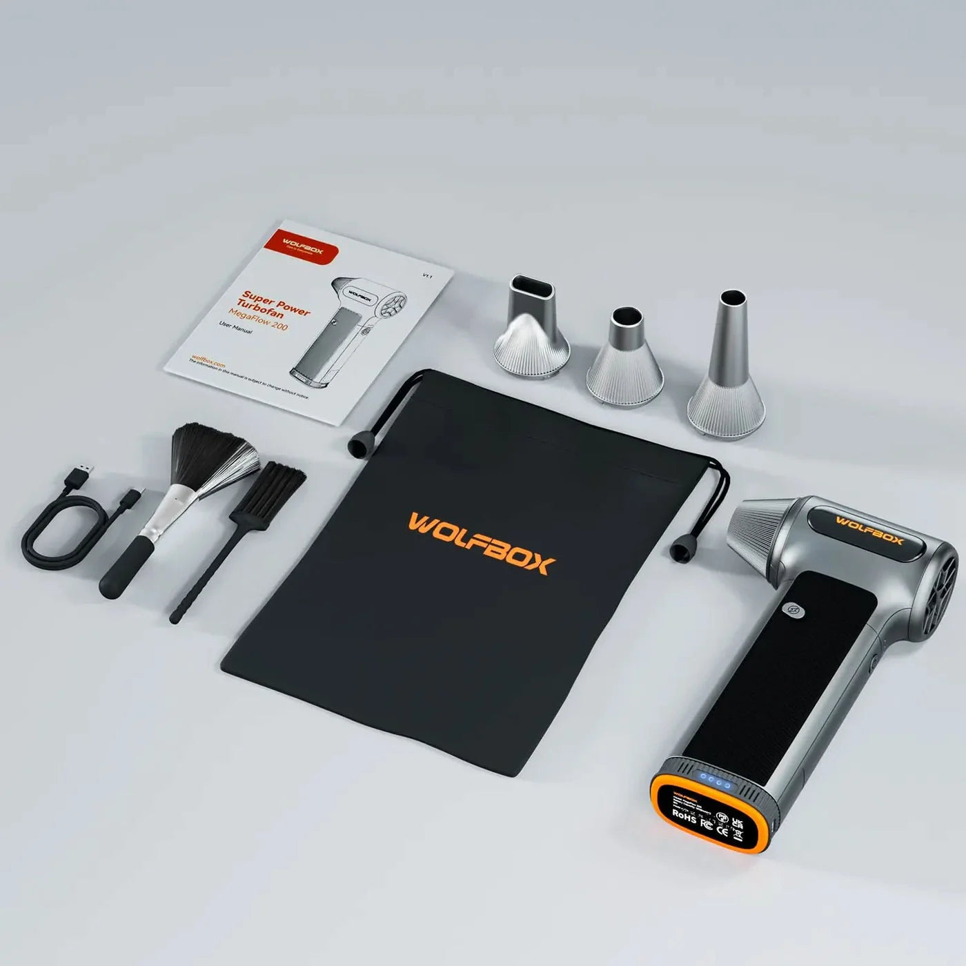 WOLFBOX MF200 Compressed Air Duster with Swappable Battery Cartridge